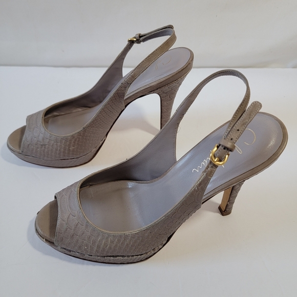 Cole Haan X Nike Air Gray Snakeskin Peep Toe Platform Slink Back Shoes Sz 8B - Picture 4 of 12
